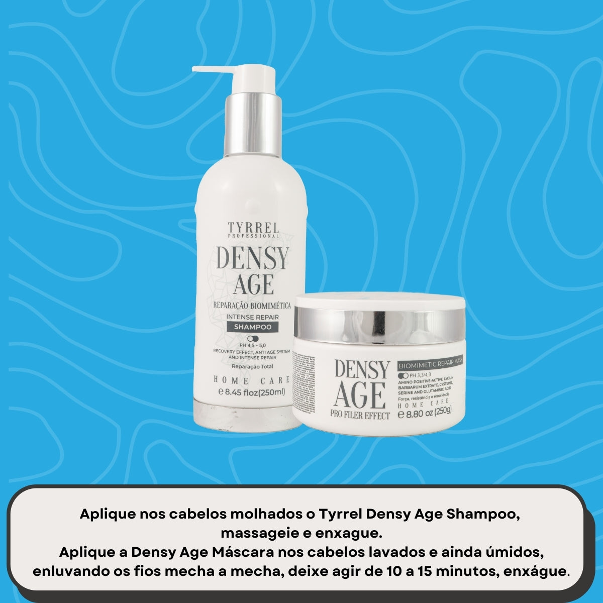 Kit Tyrrel Densy Age Biomimetic Repair Shampoo 250 ml e Máscara 250g