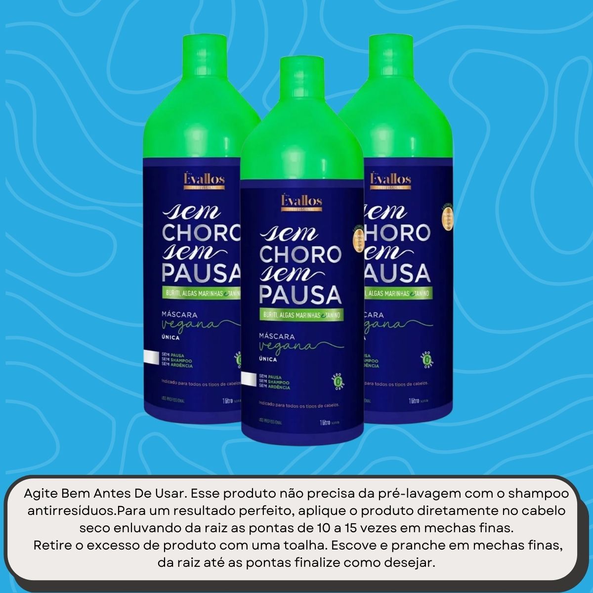 Kit Évallos Vegana Sem Choro Sem Pausa 3 Progressiva 1 Litro