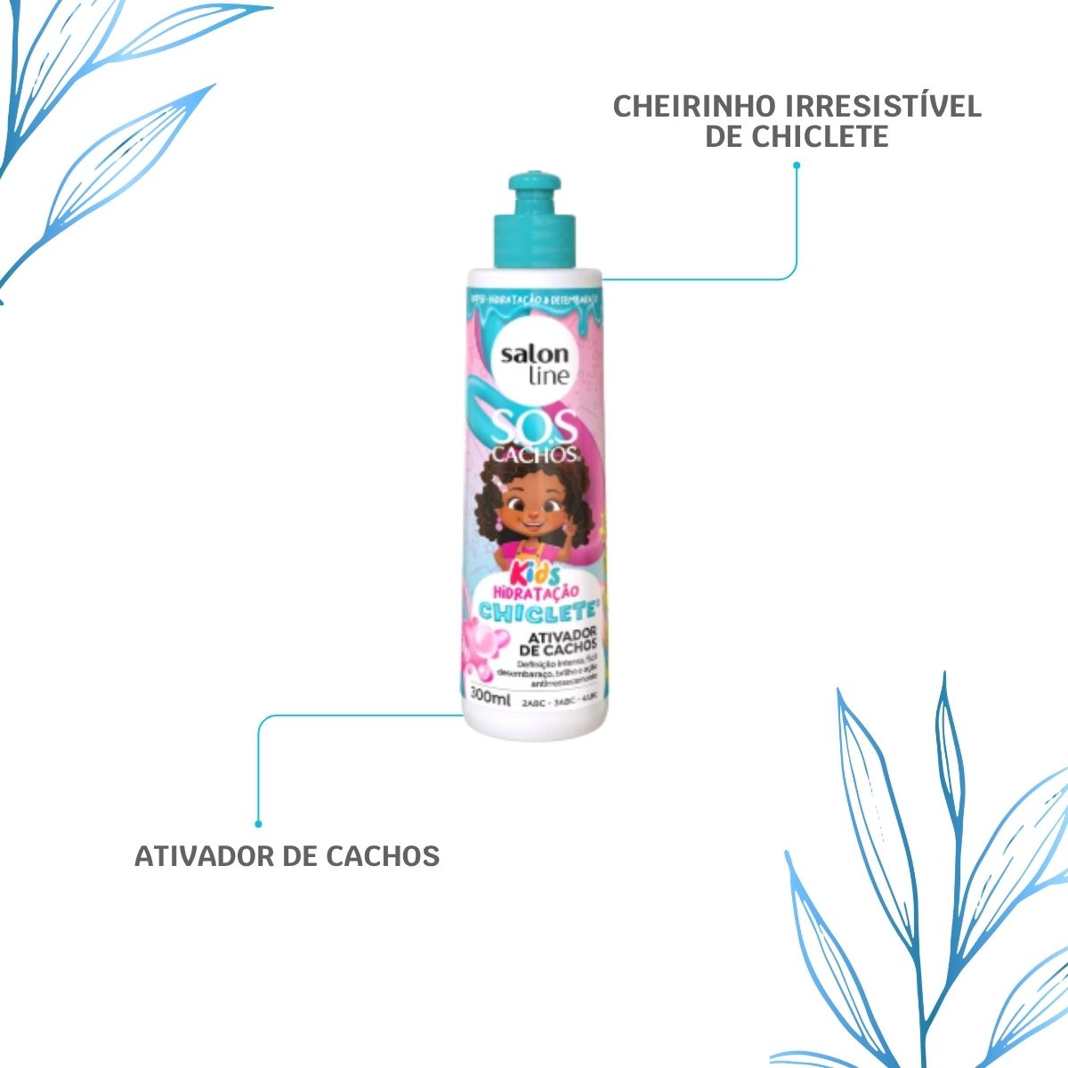 Ativador de Cachos Salon Line S.O.S Cachos kids Chiclete para Cabelo Cacheado 300 ml