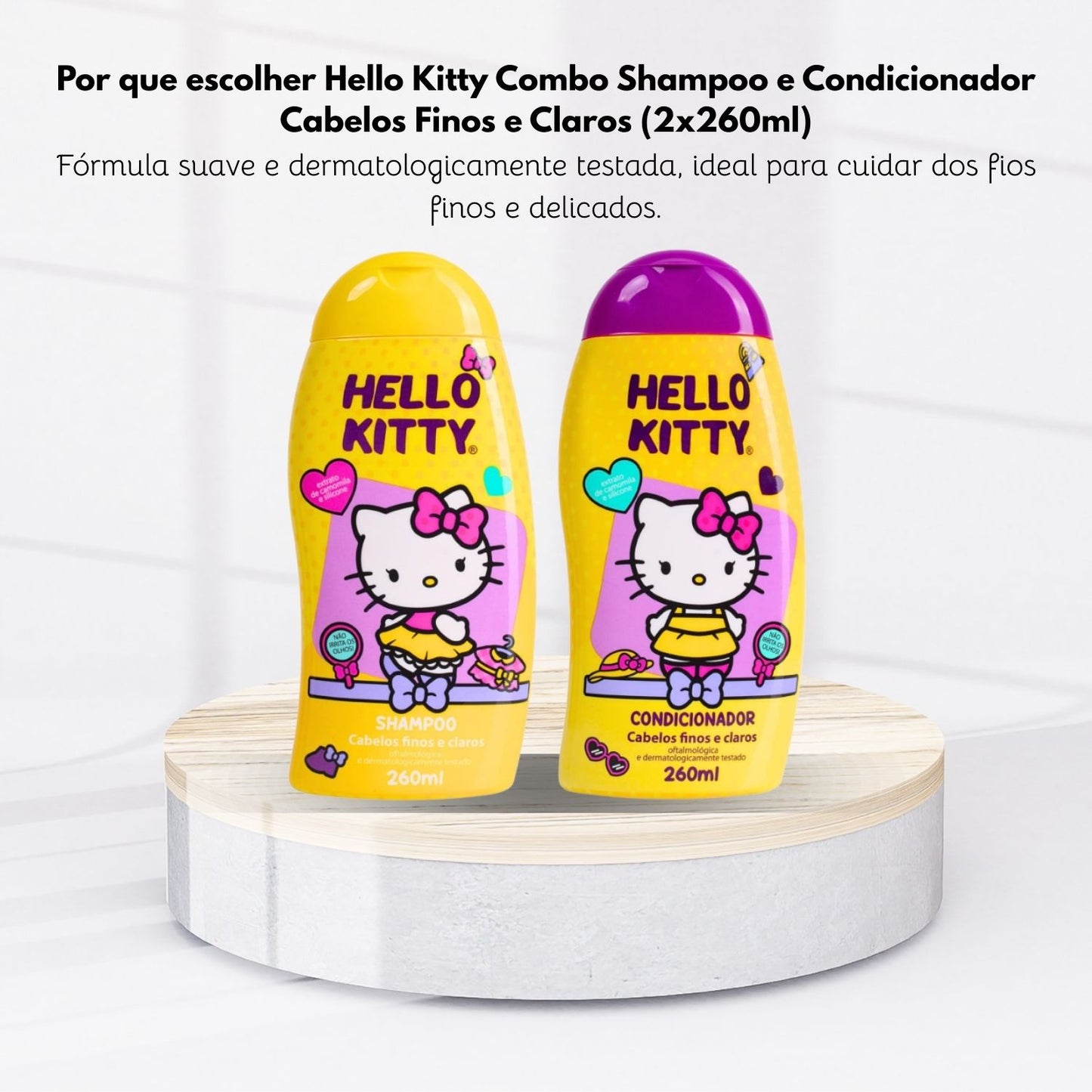 Cia da Natureza Hello Kitty Shampoo Condicionador Cabelos Finos Claros 260 ml