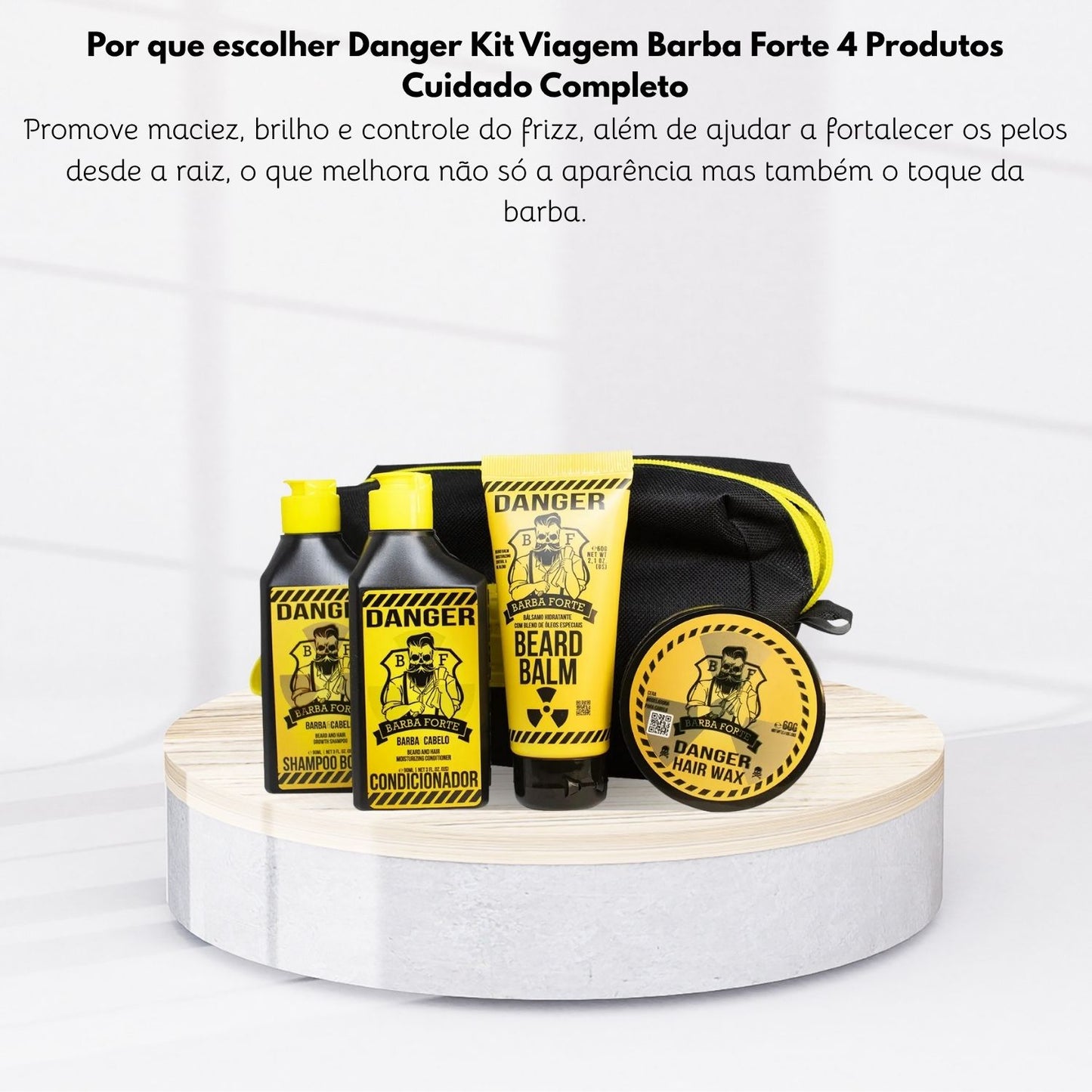 Barba Forte Danger Kit Viagem 4 Produtos + Necessaire