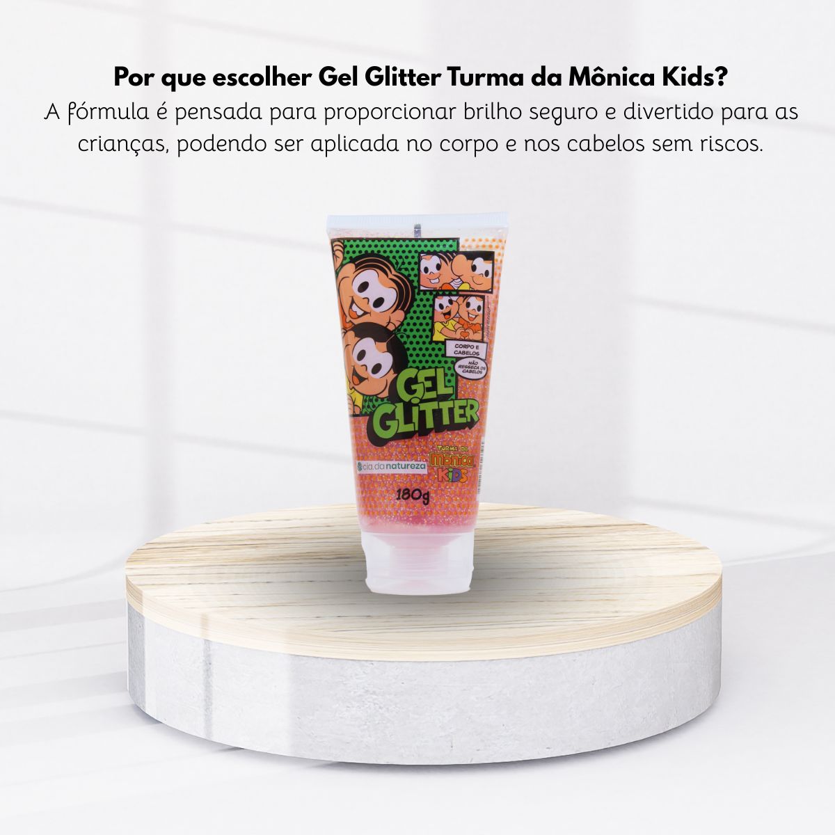 Gel Glitter Cia da Natureza Turma da Mônica Kids Brilho 180 g