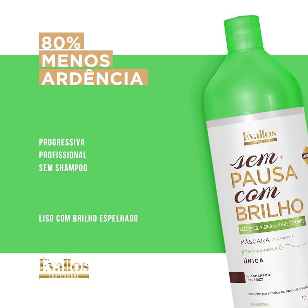 Kit Évallos Sem Pausa com Brilho 3 Progressiva 1 Litro