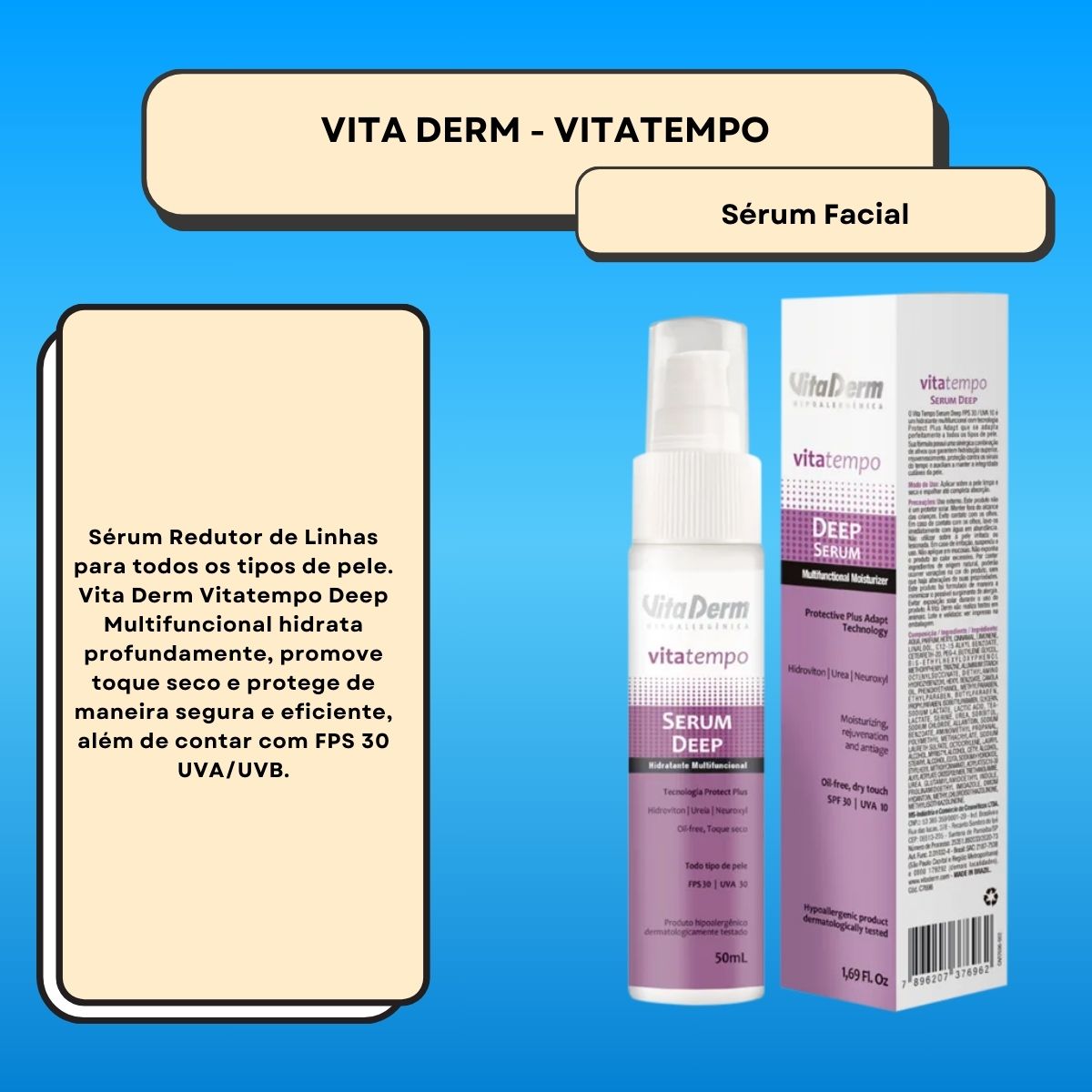 Vita Derm Vitatempo Deep Multifuncional Sérum Redutor de Linhas 50 ml