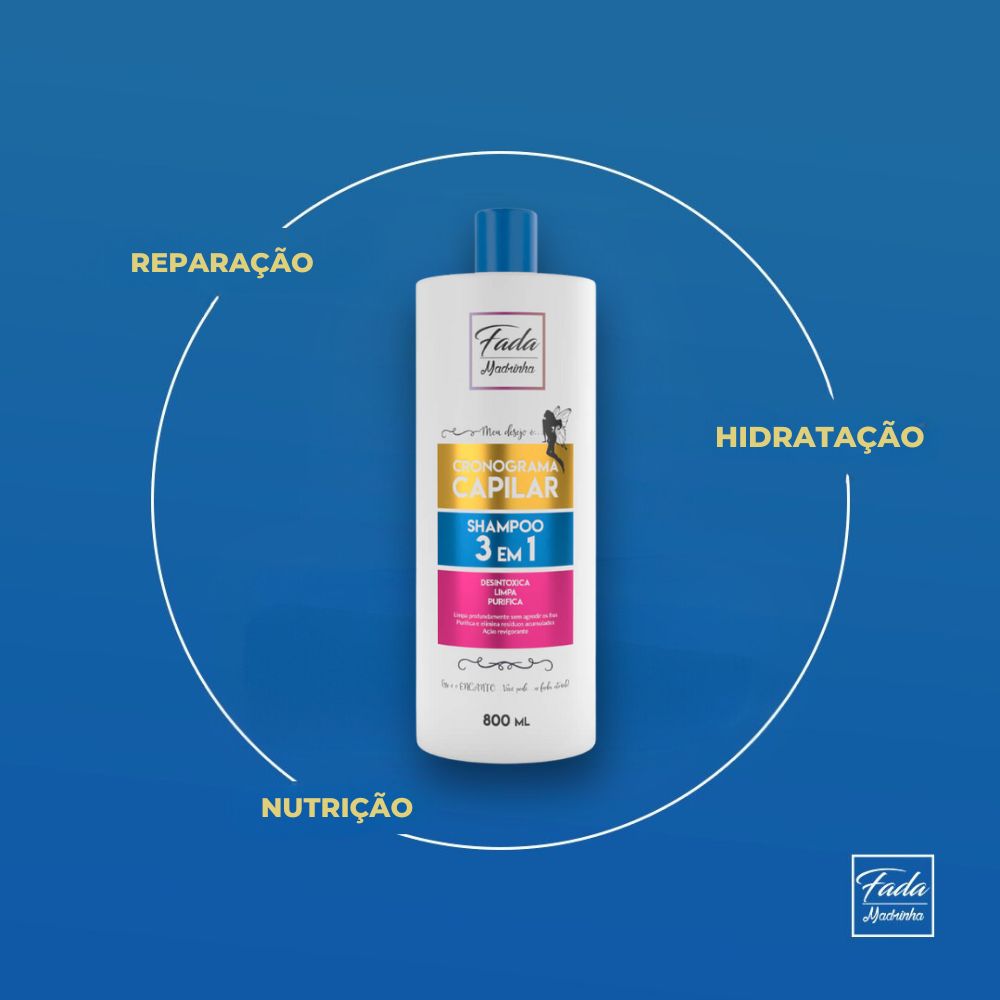 Shampoo Fada Madrinha Cronograma Capilar 3 em 1 - 800 ml