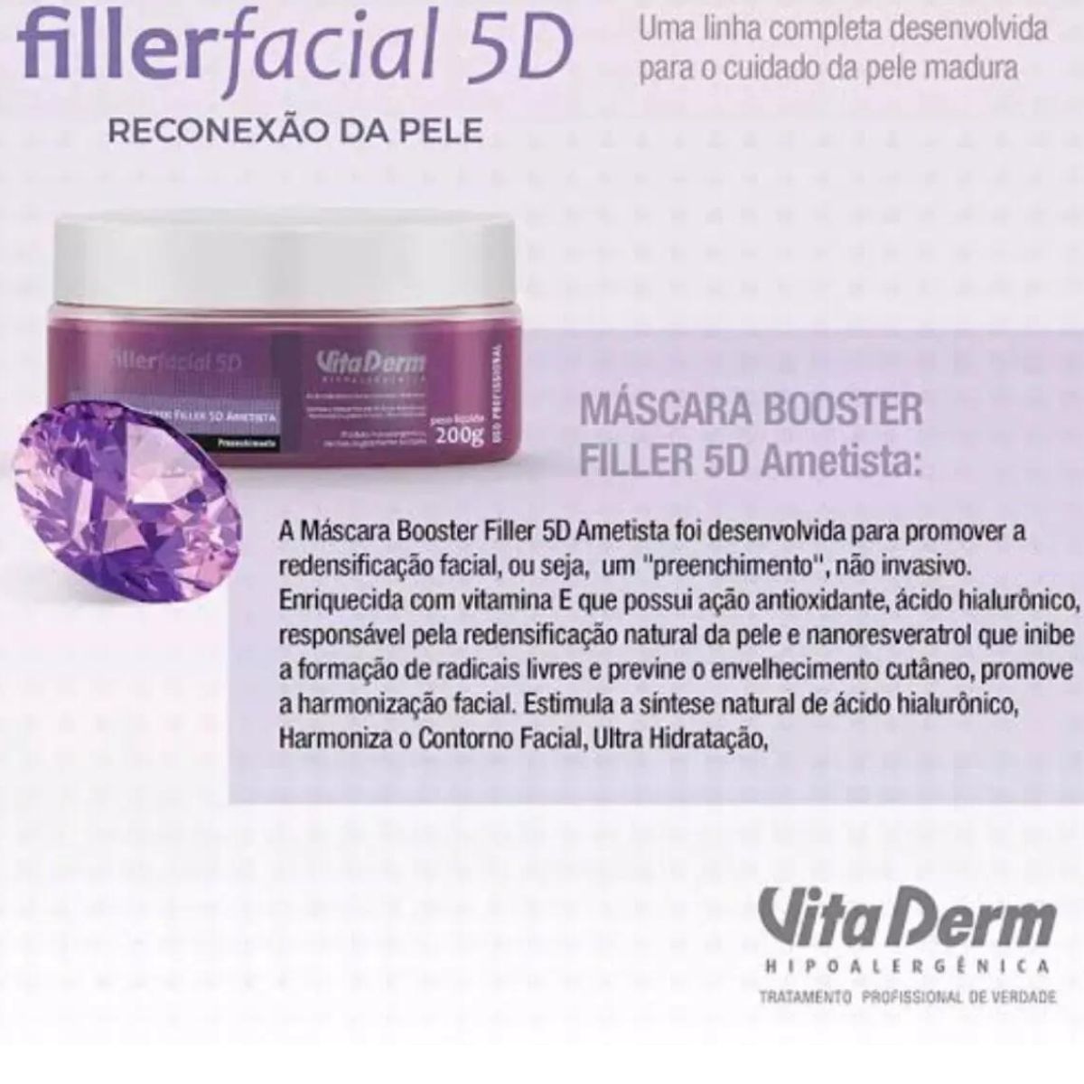 Vita Derm Filler 5D Máscara Booster Ametista 200g