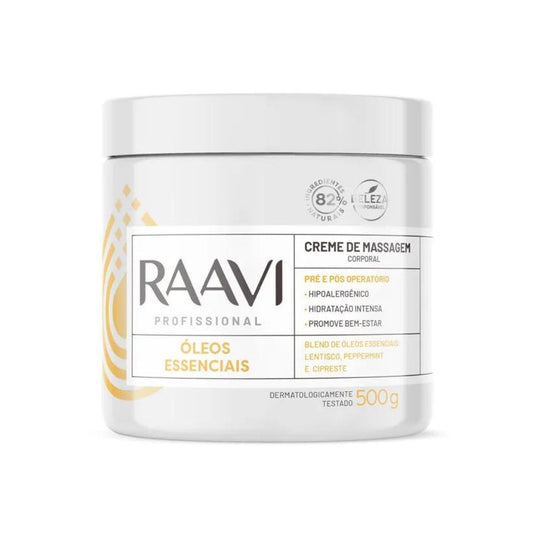 Raavi Creme de Massagem Oleos Essenciais 500g