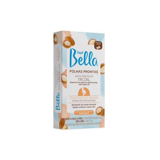 Depil Bella Folhas Prontas para Depilação Facial Oleo de Argan 16 Unidades
