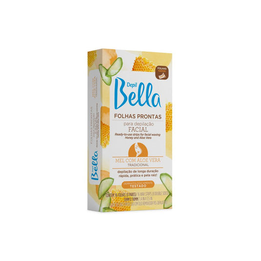 Depil Bella Folhas Prontas para Depilação Facial Mel com Aloe Vera 16 Unidades