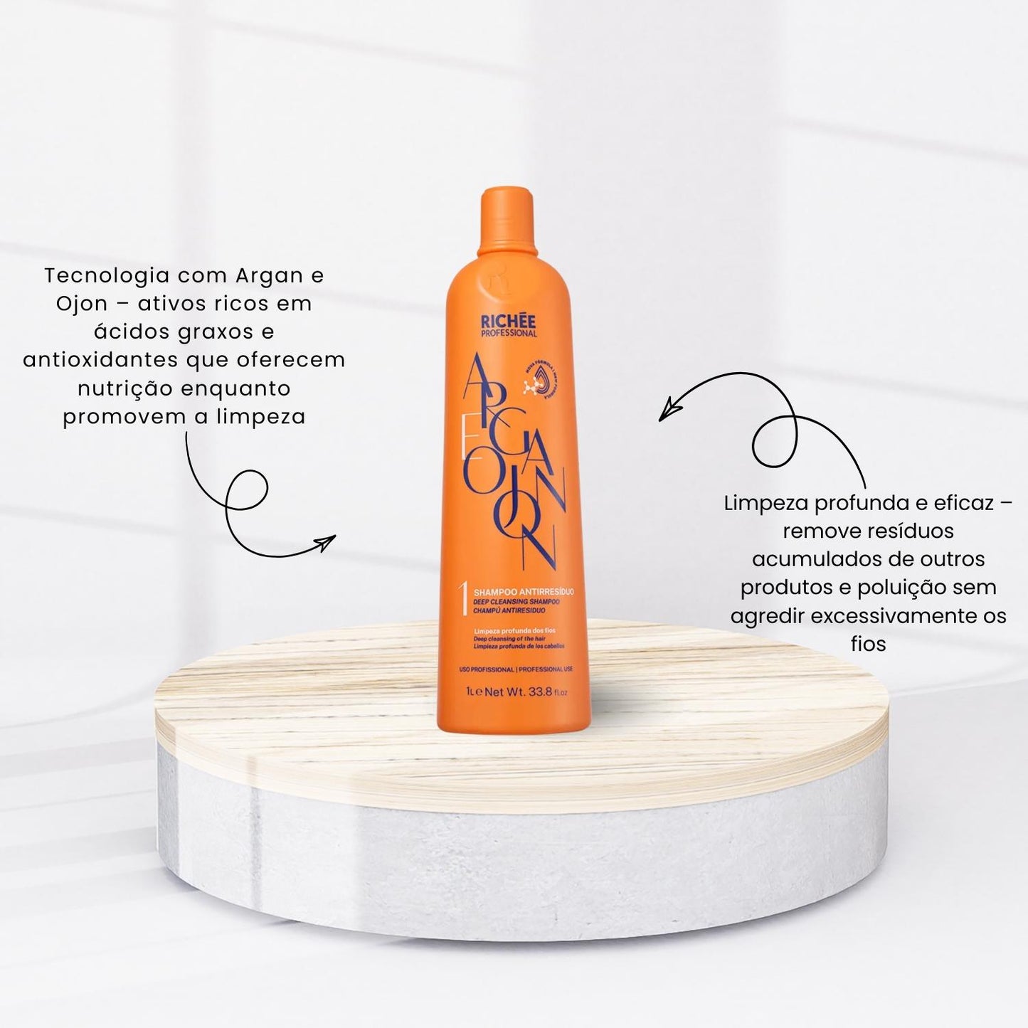Shampoo Richée Argan e Ojon Antirresíduo 1 Litro