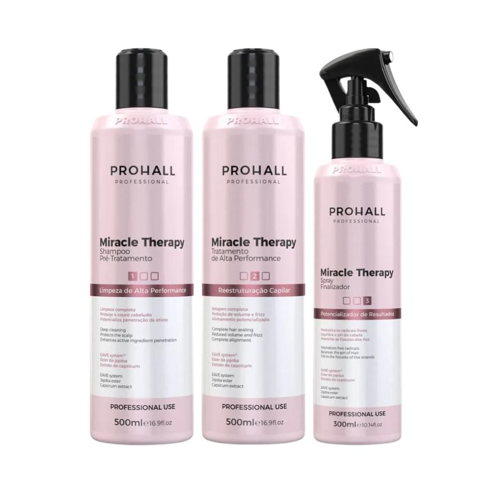 Kit Prohall Miracle Therapy Terapia Orgânica de Alta Performance (3 Produtos)