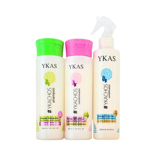 Kit Ykas Ykachos Shampoo 300 ml + Condicionador 300 ml + Umidificador 300 ml
