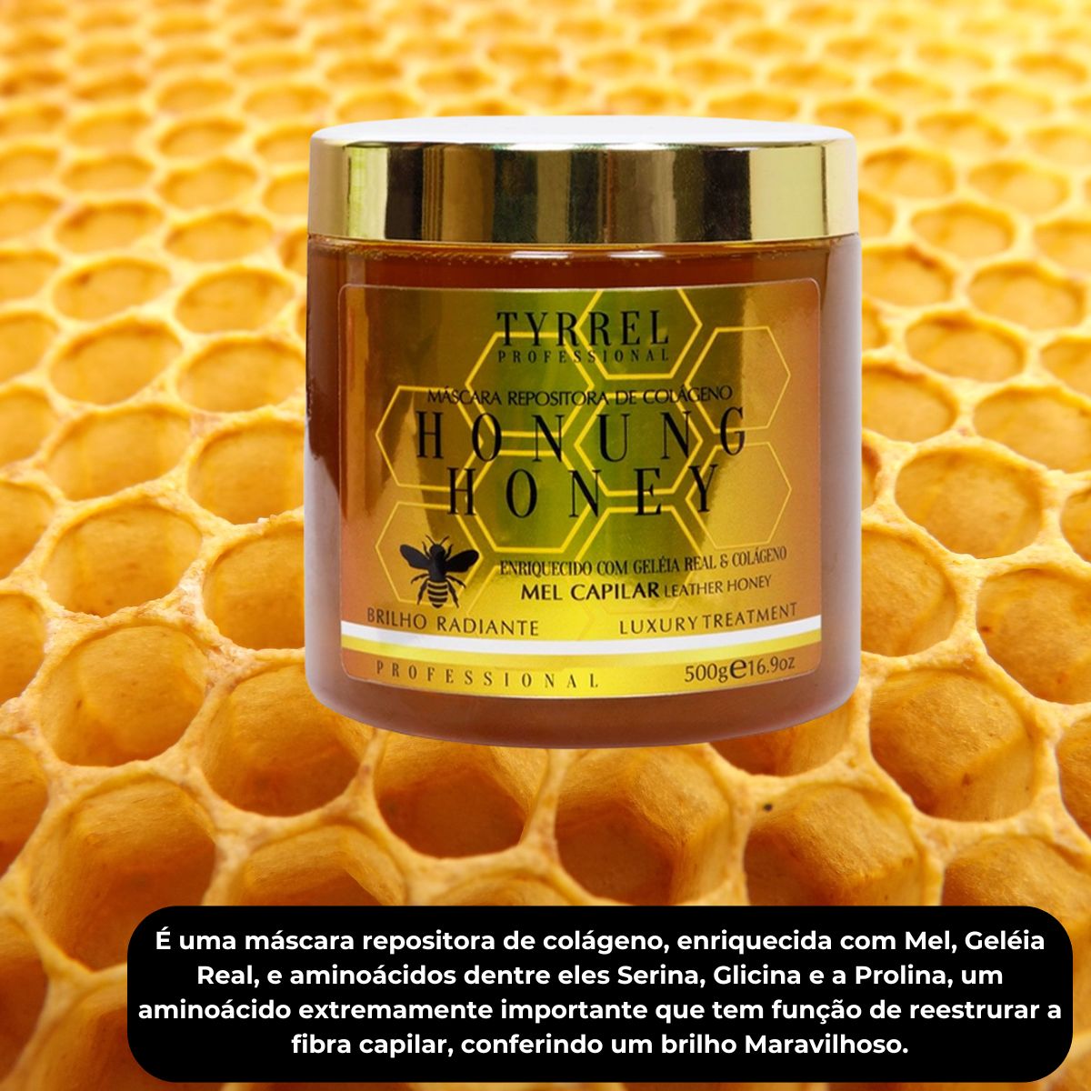 Máscara Tyrrel Honung Honey Repositora de Colágeno 500g