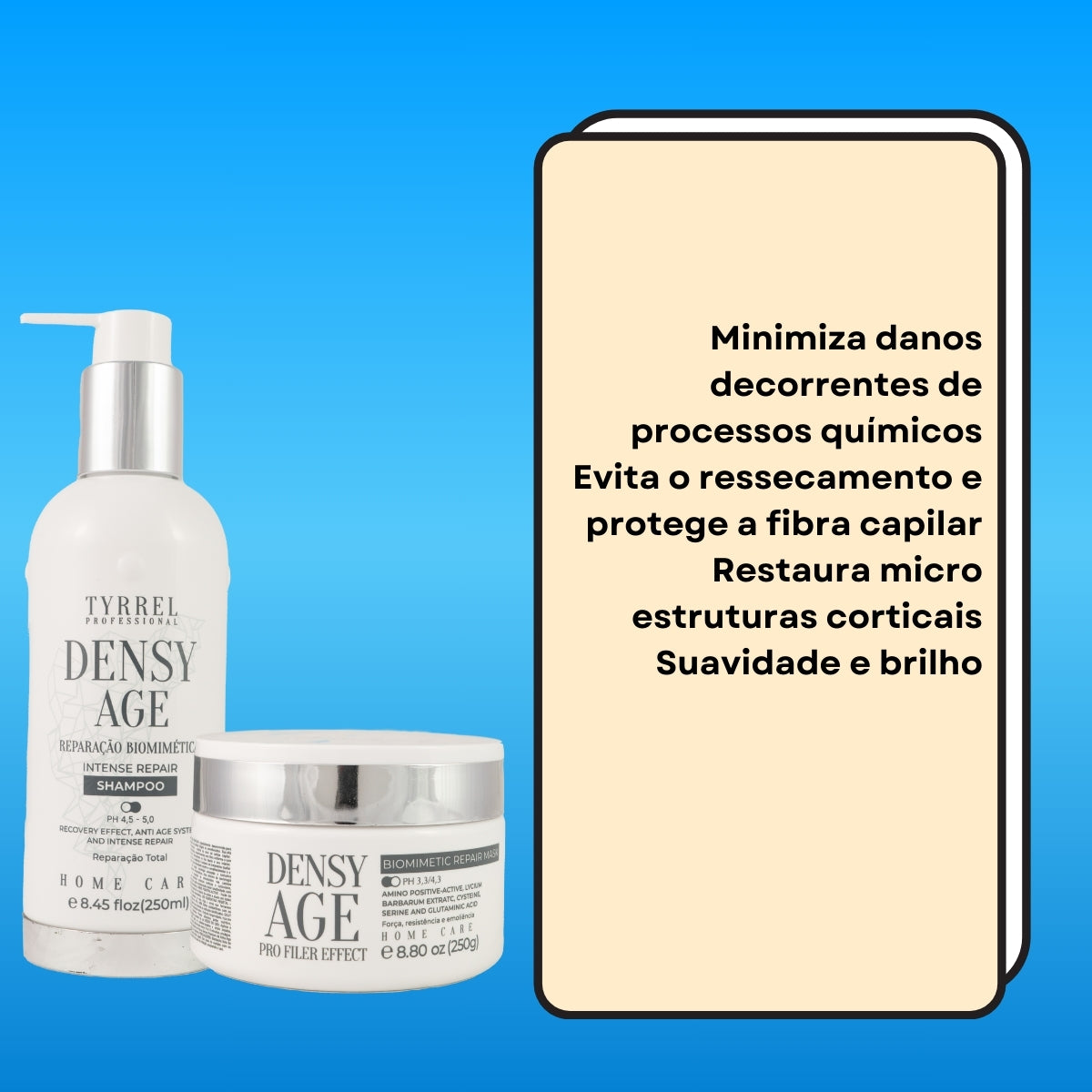 Kit Tyrrel Densy Age Biomimetic Repair Shampoo 250 ml e Máscara 250g