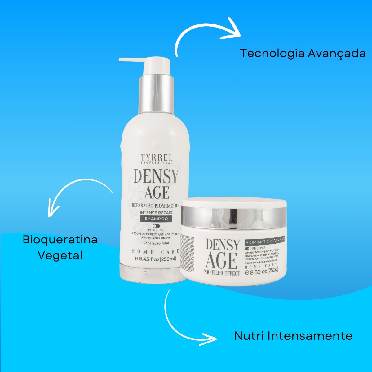 Kit Tyrrel Densy Age Biomimetic Repair Shampoo 250 ml e Máscara 250g