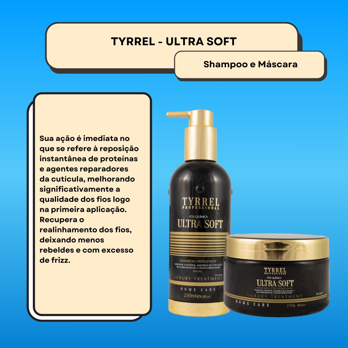 Kit Tyrrel Ultra Soft Pós Química Shampo 250 ml e 250g