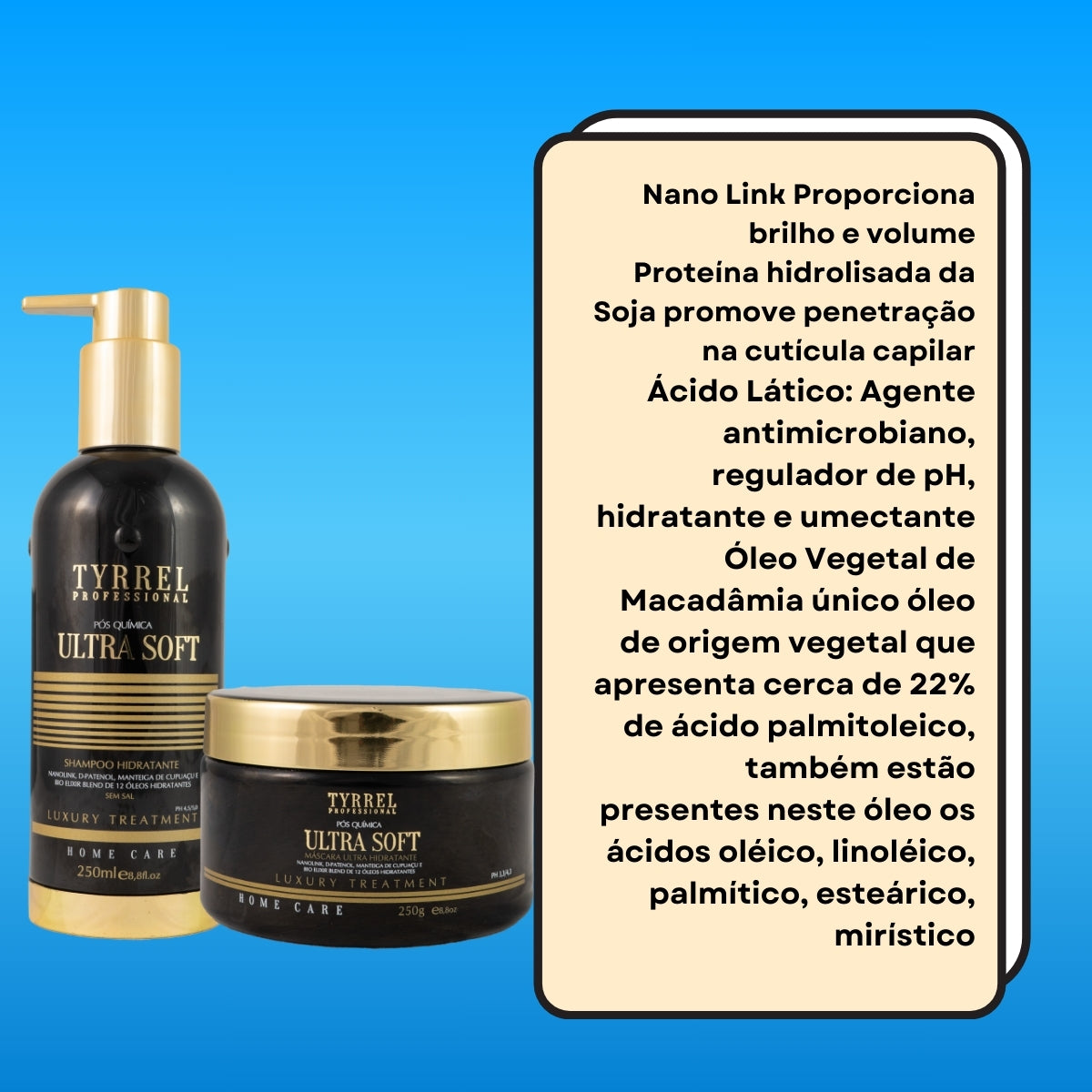 Kit Tyrrel Ultra Soft Pós Química Shampo 250 ml e 250g