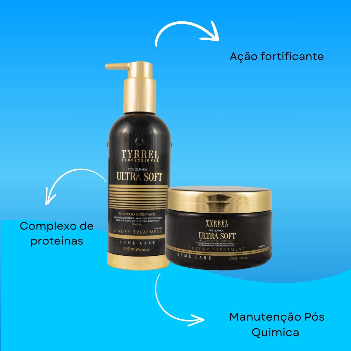 Kit Tyrrel Ultra Soft Pós Química Shampo 250 ml e 250g