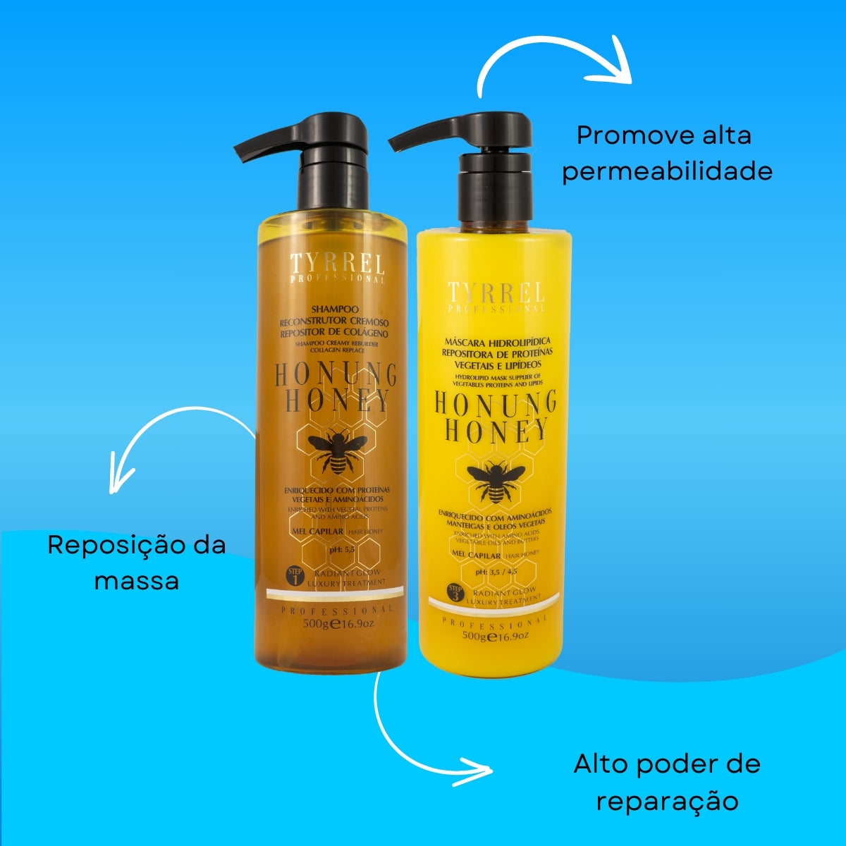 Kit Tyrrel Honung Honey Shampoo e Máscara 500g