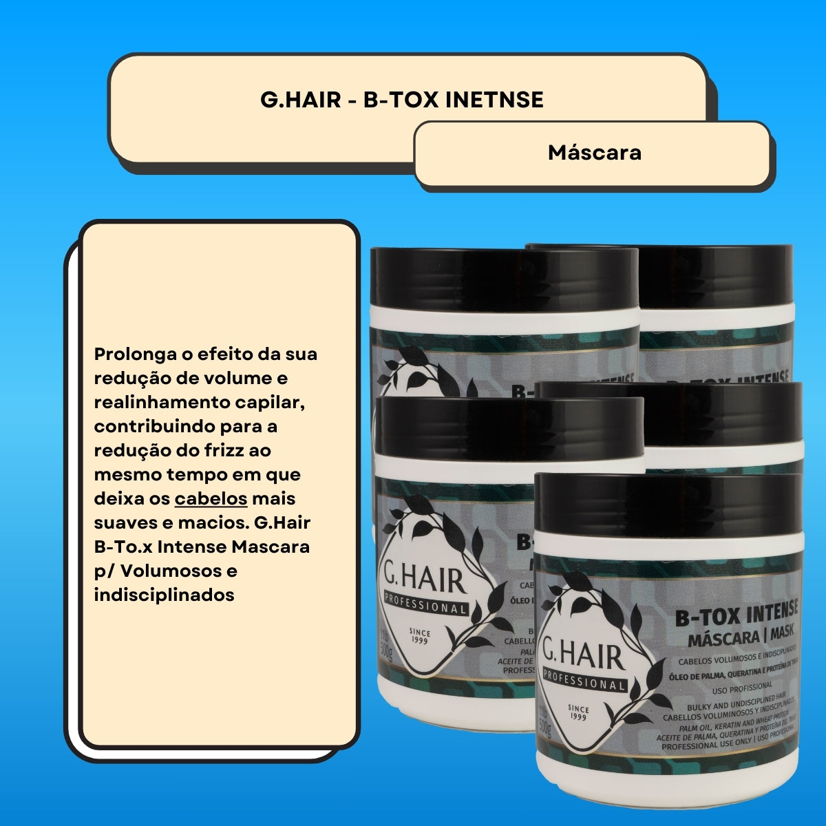 Kit G.Hair BTX Intense 5 Máscara 500g