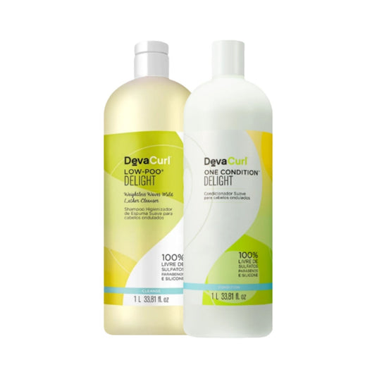 Kit DevaCurl Low-Poo Delight Shampoo e Condicionador 1 Litro