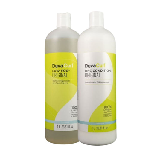 Kit DevaCurl Low-Poo Original Shampoo e Condicionador 1 Litro