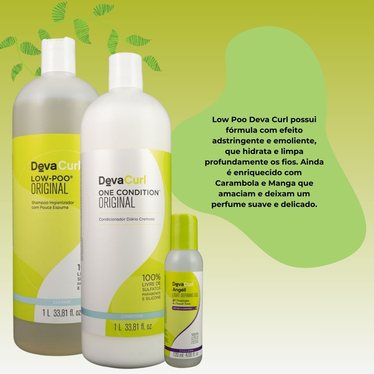 Kit DevaCurl Low-Poo Original Salão (3 Produtos)