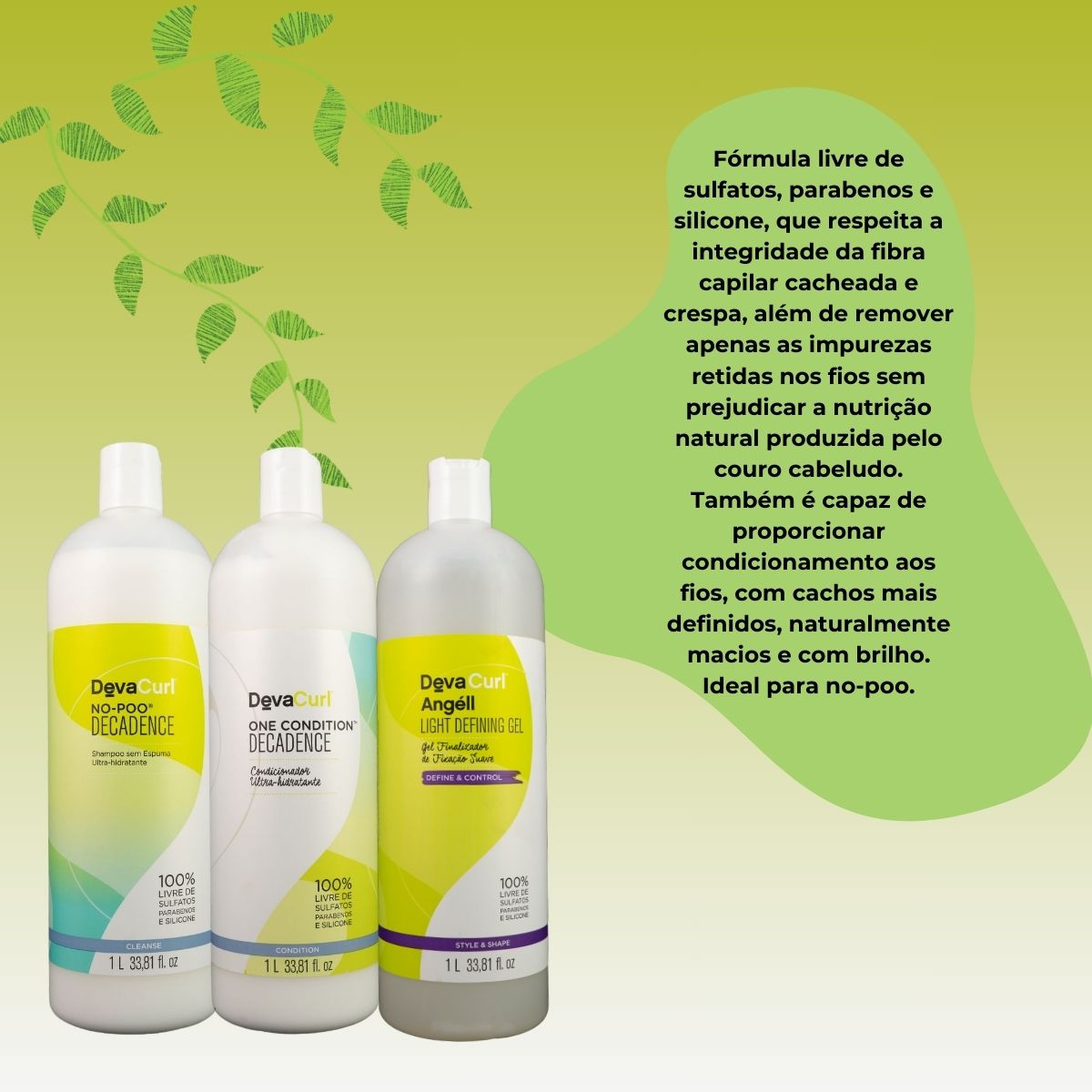 Kit DevaCurl No-Poo Salão com Gel Finalizador (3 Produtos)