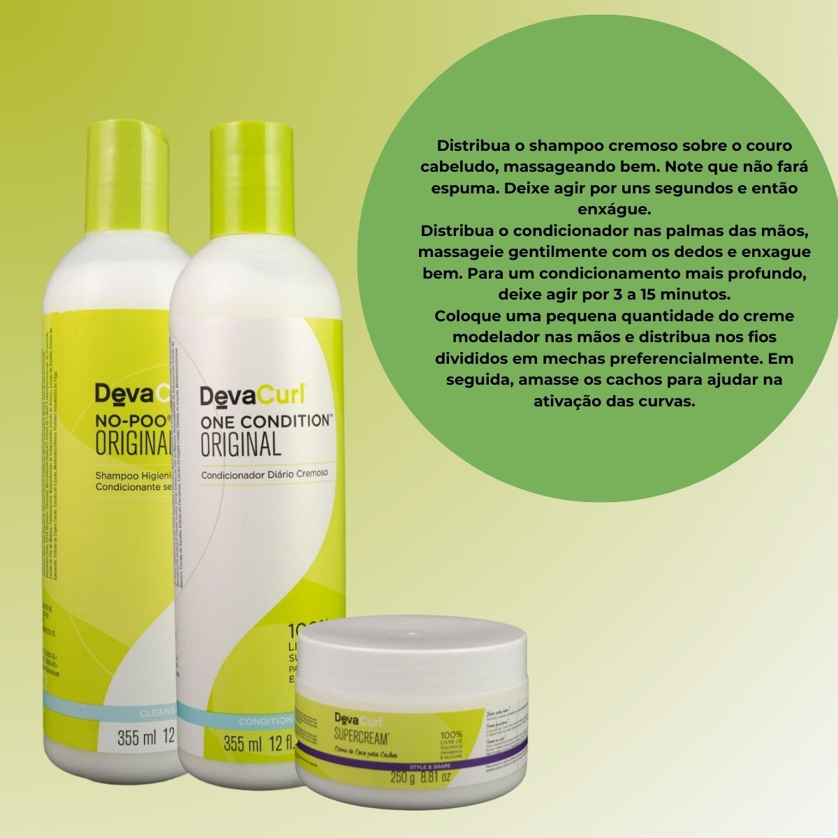 Kit DevaCurl No-Poo Home Care (3 Produtos)