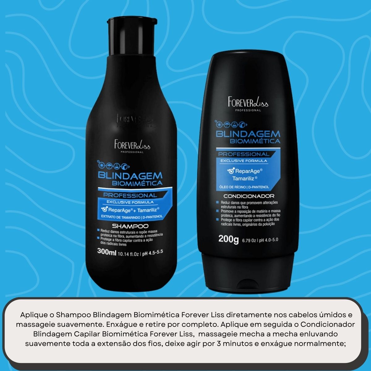 Kit Forever Liss Blindagem Biomimética Capilar Shampoo +Condicionador