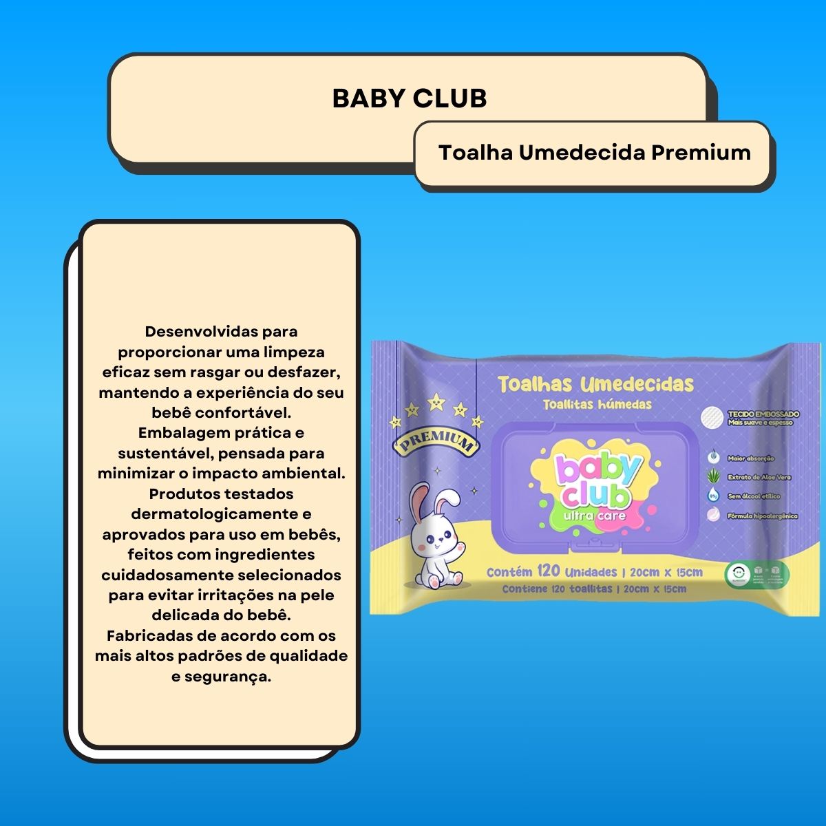 Baby Club Toalhas Umedecidas Premium 120 Folhas