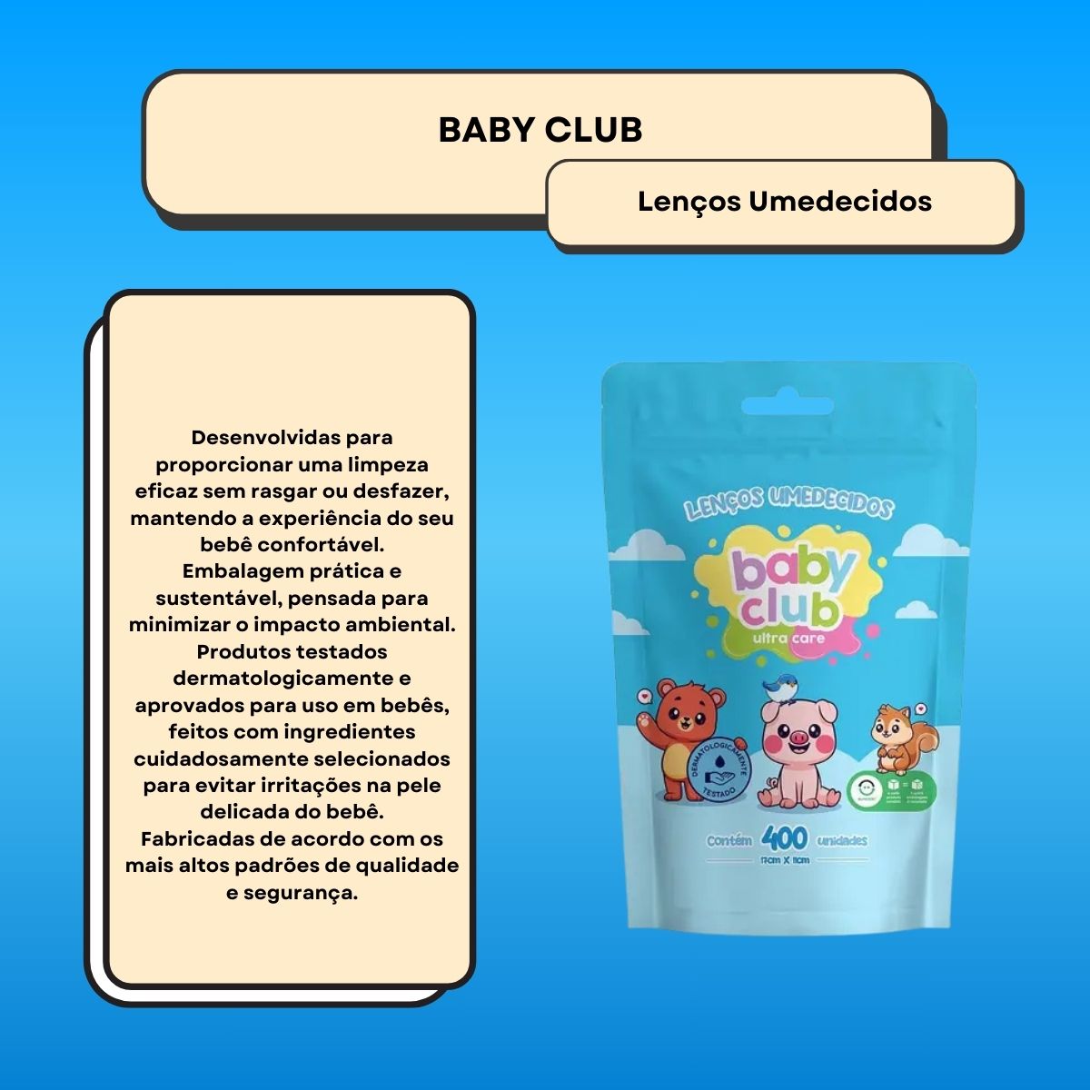 Baby Club Lenços Umedecidos Refil 400 Folhas