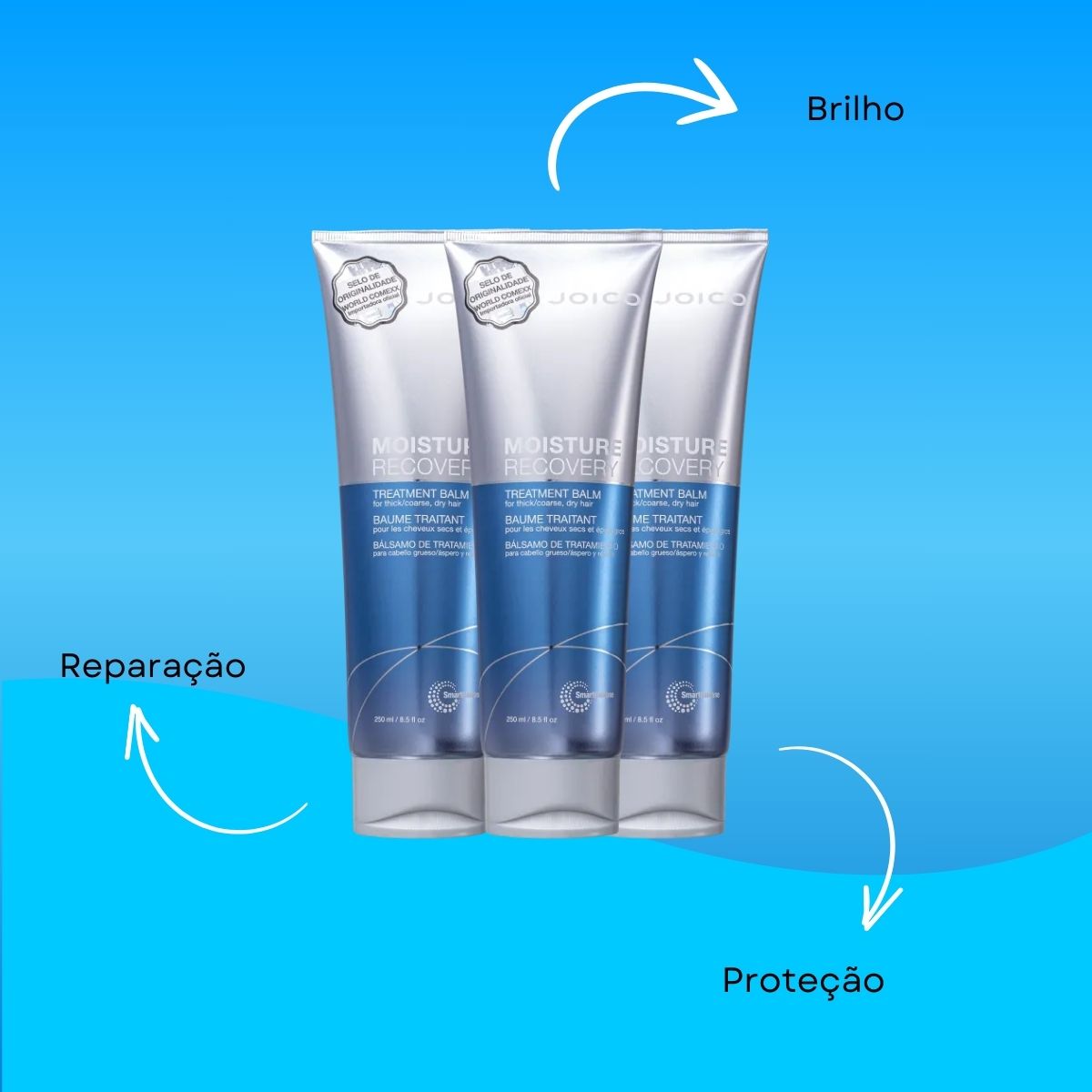 Kit Joico Moisture Recovery Treatment Balm 3 Máscara 250 ml