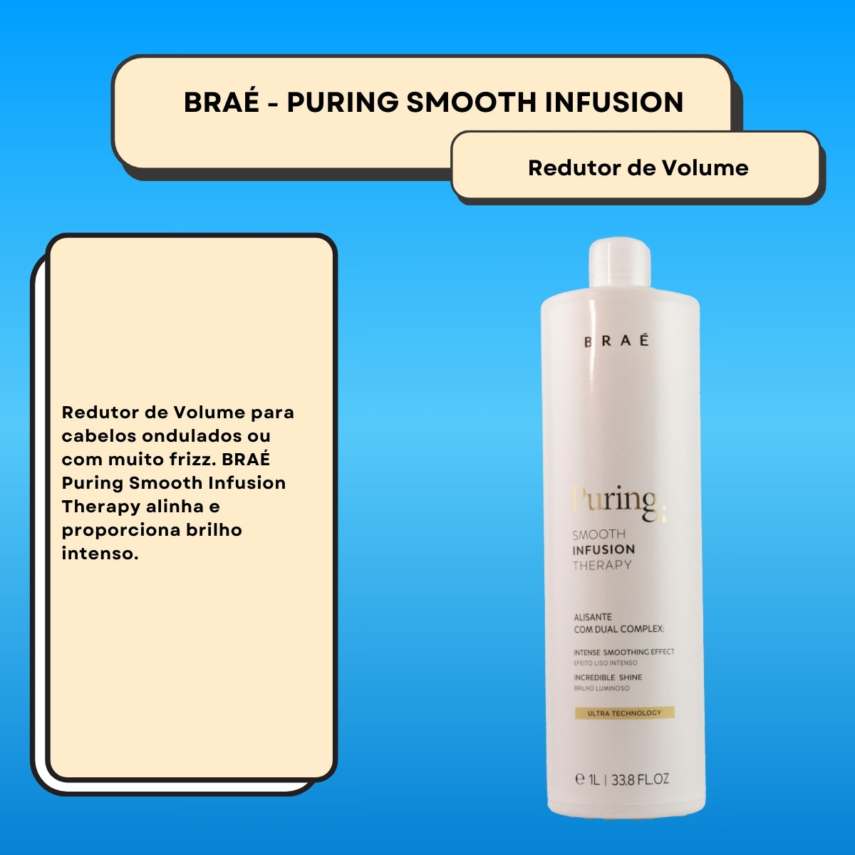 Progressiva Braé Puring Smooth Infusion Therapy Redutor de Volume 1 Litro