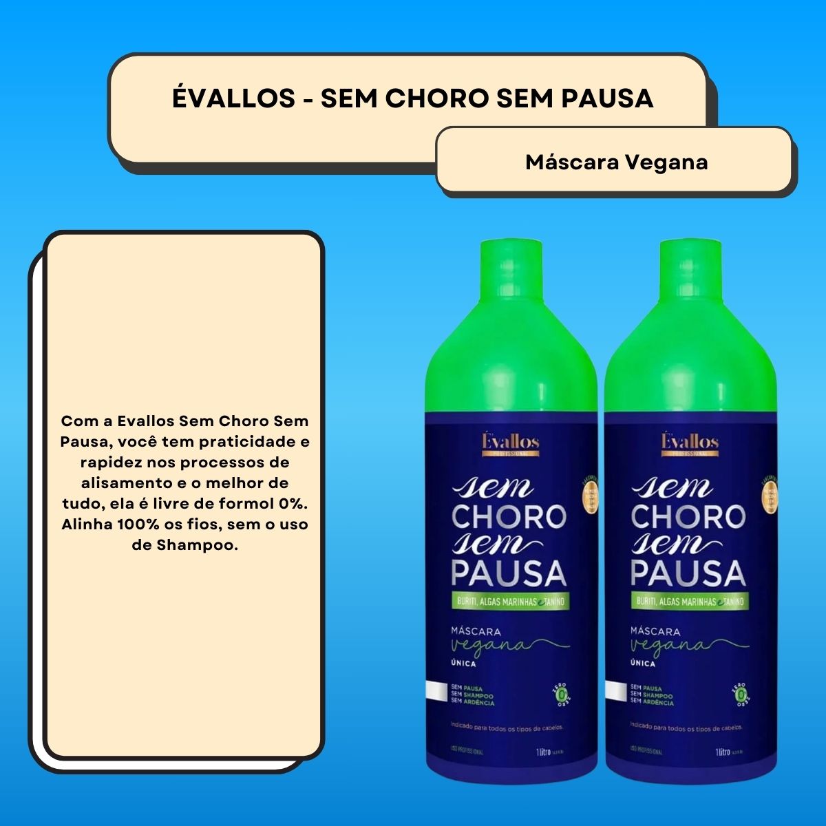 Kit Évallos Vegana Sem Choro Sem Pausa 2 Progressiva 1 Litro
