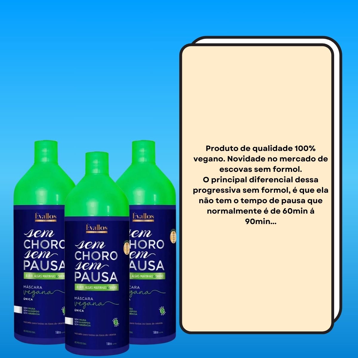 Kit Évallos Vegana Sem Choro Sem Pausa 3 Progressiva 1 Litro