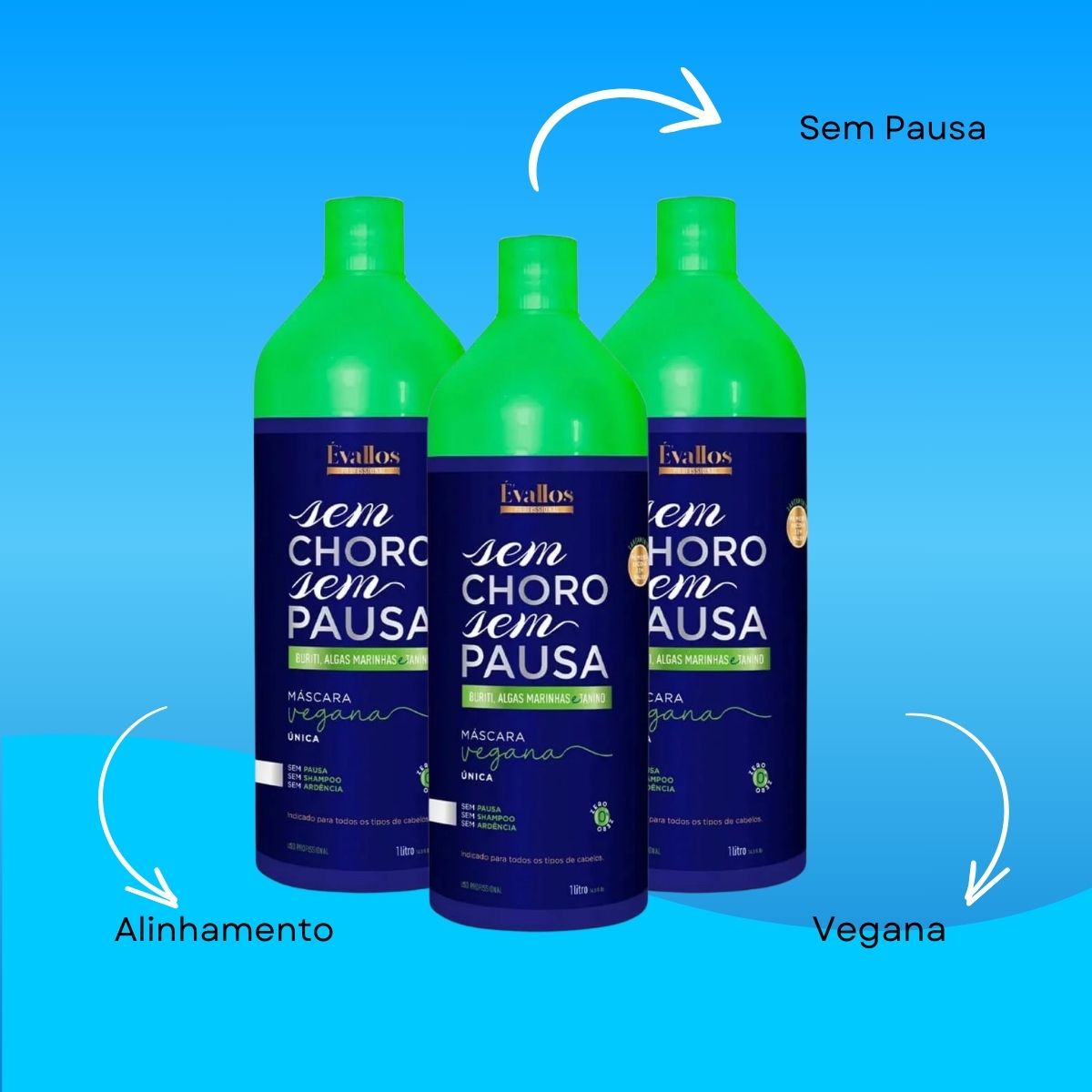 Kit Évallos Vegana Sem Choro Sem Pausa 3 Progressiva 1 Litro