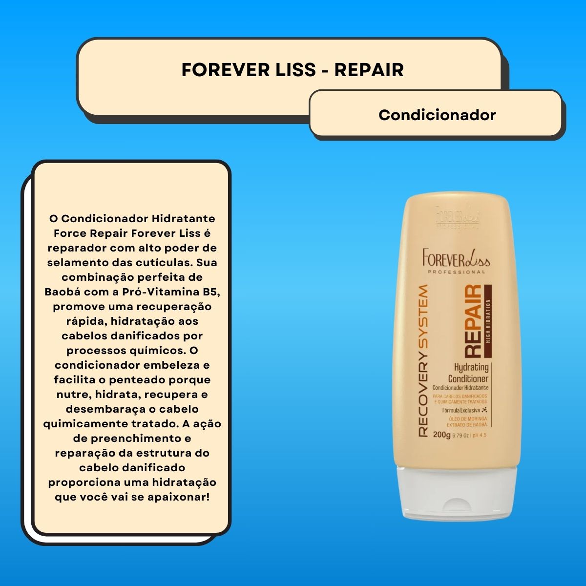 Condicionador Forever Liss Force Repair 200 g