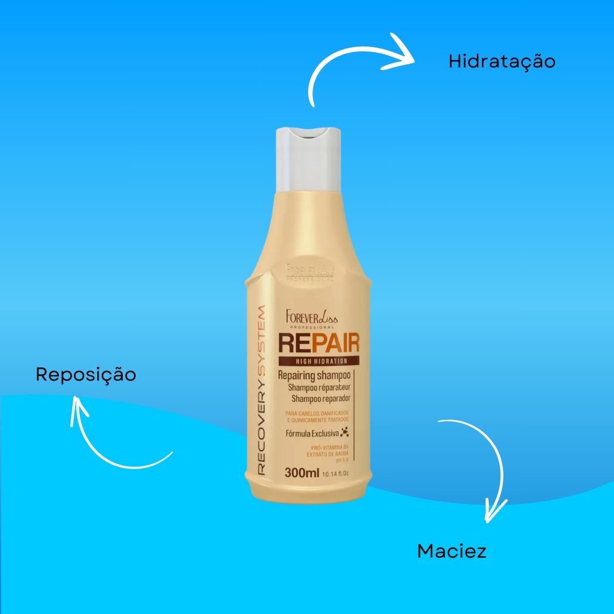 Shampoo Forever Liss Force Repair Reparador 300 ml