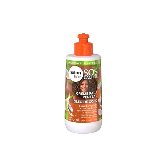 Creme de Pentear Salon Line S.O.S Cachos Oleo de Coco para Cabelo Cacheado 300 ml