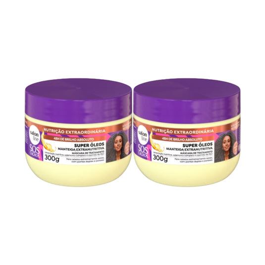 Kit Salon Line S.O.S Cachos Super Oleos 2 Máscara 300g para Cabelo Cacheado