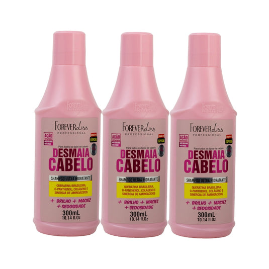 Kit Forever Liss Desmaia Cabelo 3 Shampoo 300 ml