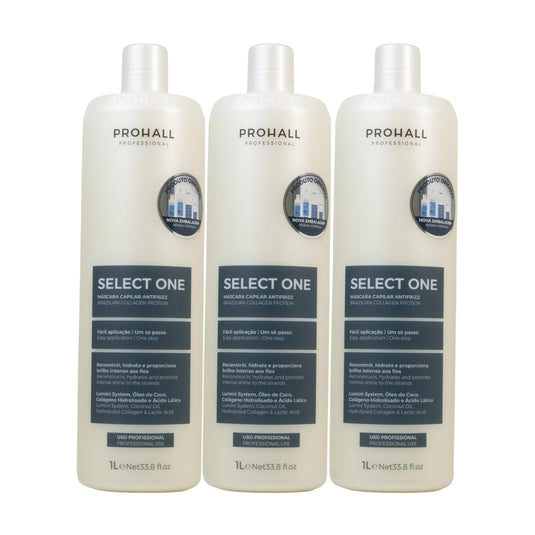Kit Prohall Select One Antifrizz 3 Máscara Capilar 1 Litro