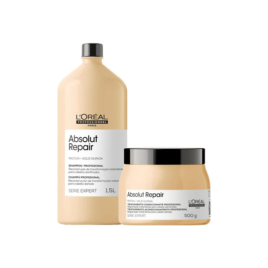 Kit Loreal Absolut Repair Gold Shampoo 1,5L e Máscara 500g