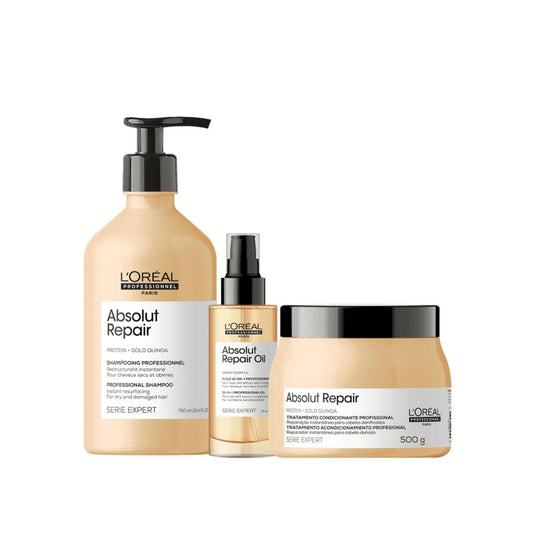 Kit Loreal Absolut Repair Gold Quinoa 3 Produtos