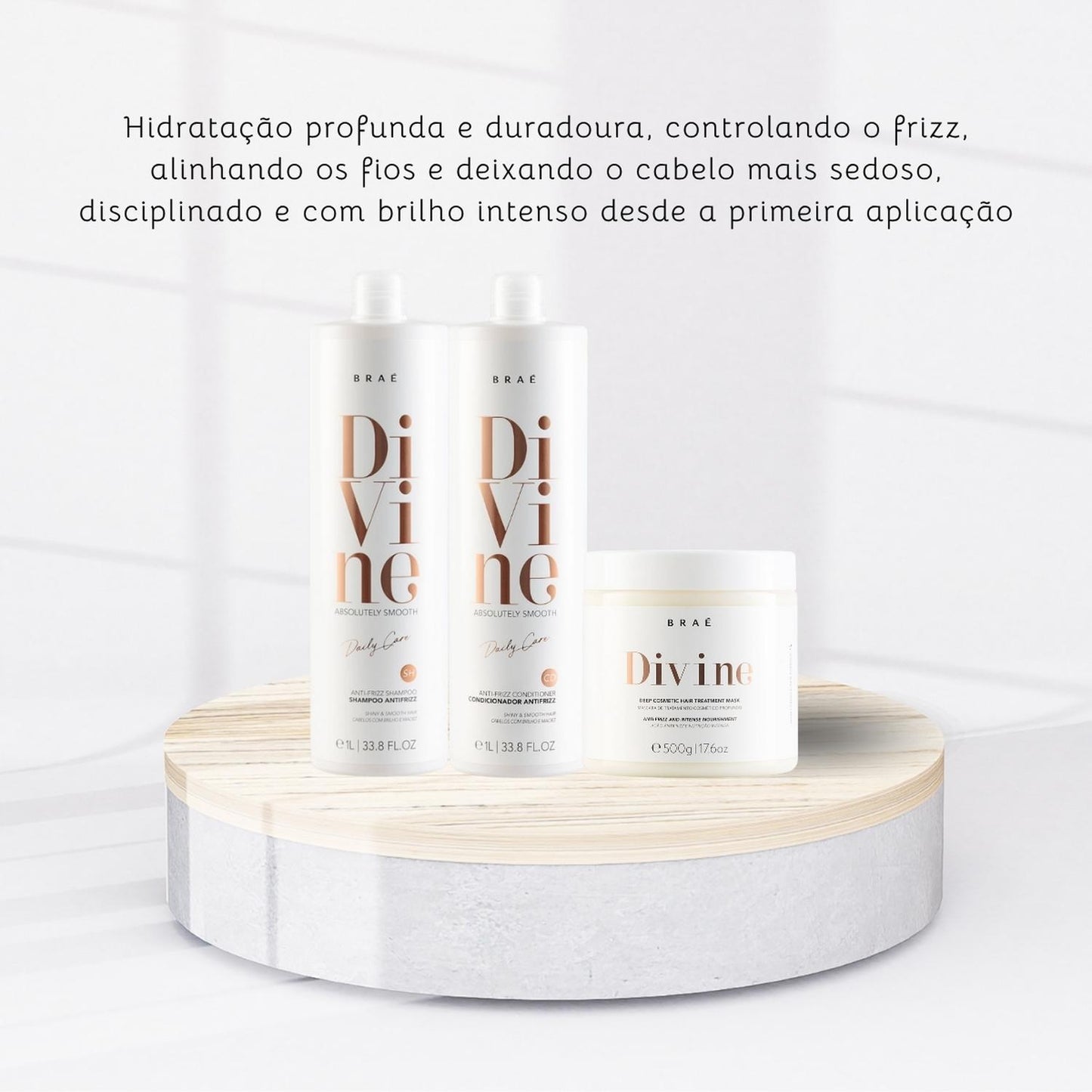 Kit Braé Divine Shampoo e Condicionador 1 Litro + Máscara 500g