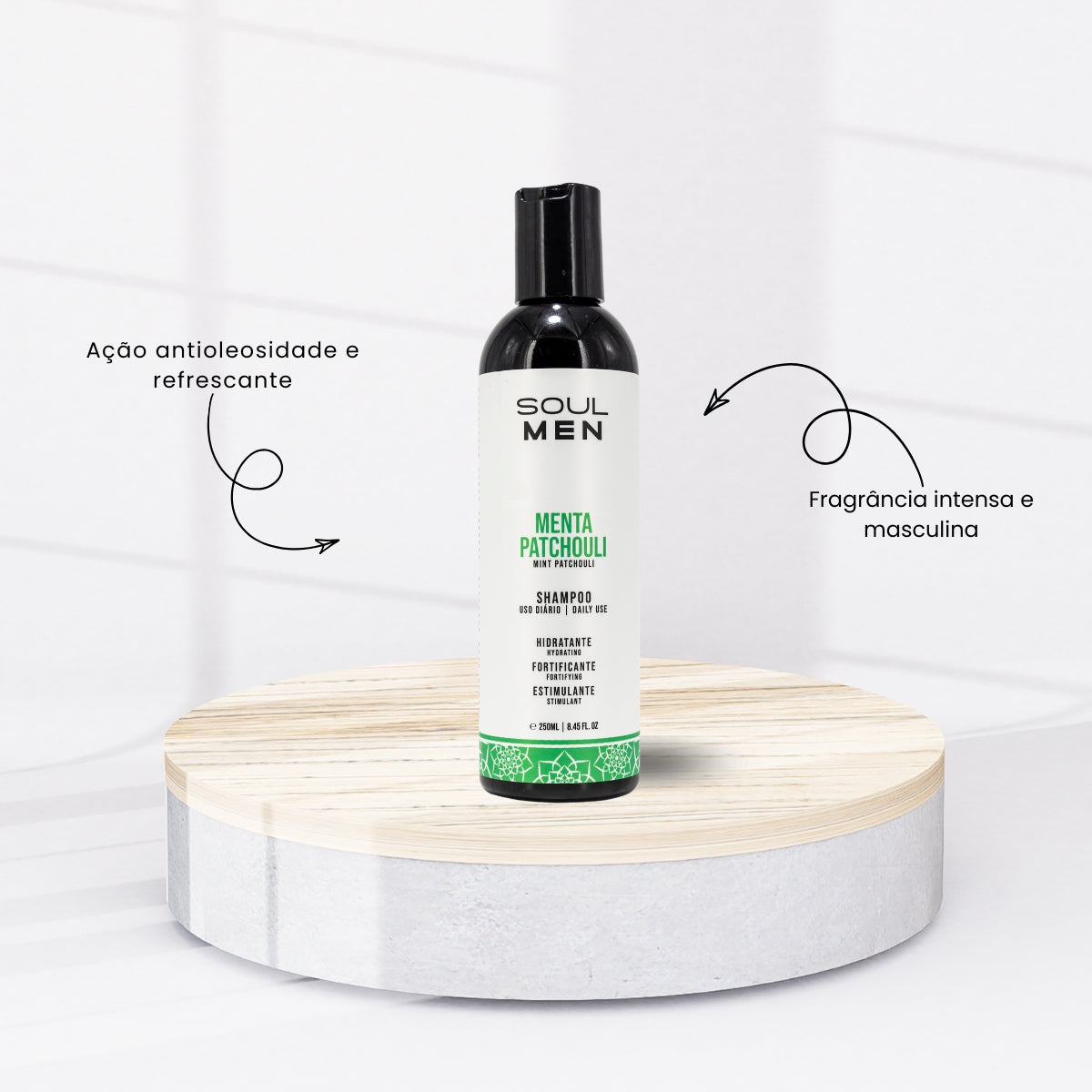 Shampoo Soul Men Menta Menta Patchouli Uso Diário 250 ml