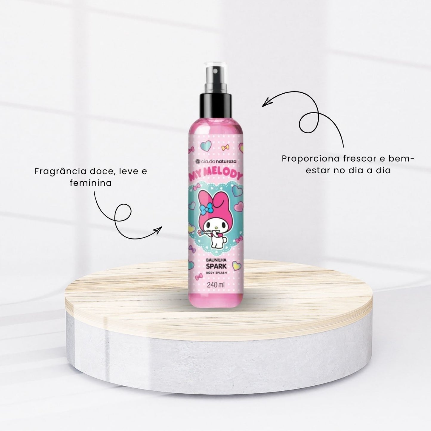 Body Splash Cia da Natureza My Melody Baunilha Spark 240 ml