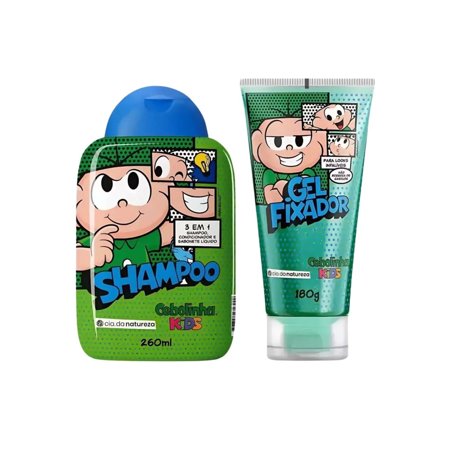 Kit Cia da Natureza Cebolinha Shampoo 3 em 1 Gel Fixador 180 g