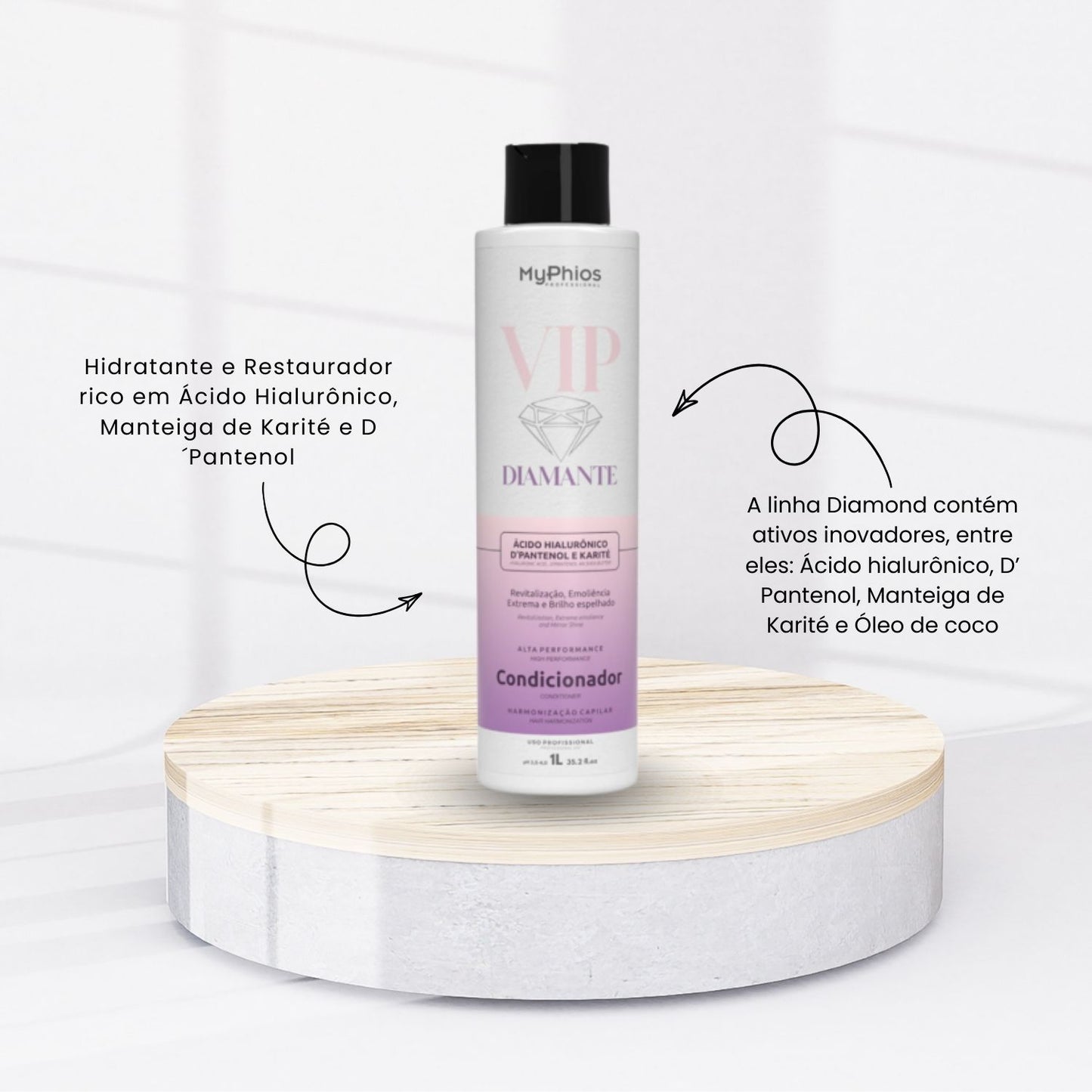 Condicionador MyPhios VIP Diamante Hidratação Brilho Intenso 1 Litro